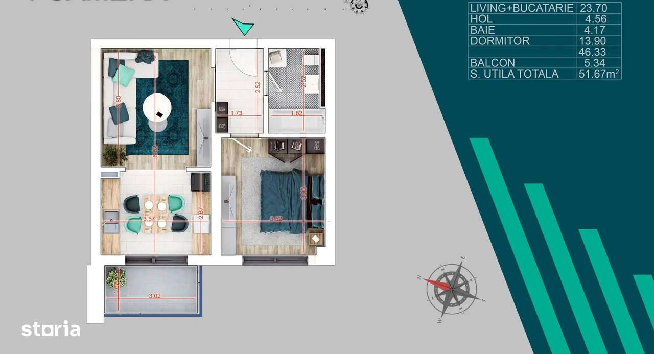 Apartament 2 Camere Open Space Theodor Pallady Metrou Nicolae Teclu - Imagine principală: 4/4