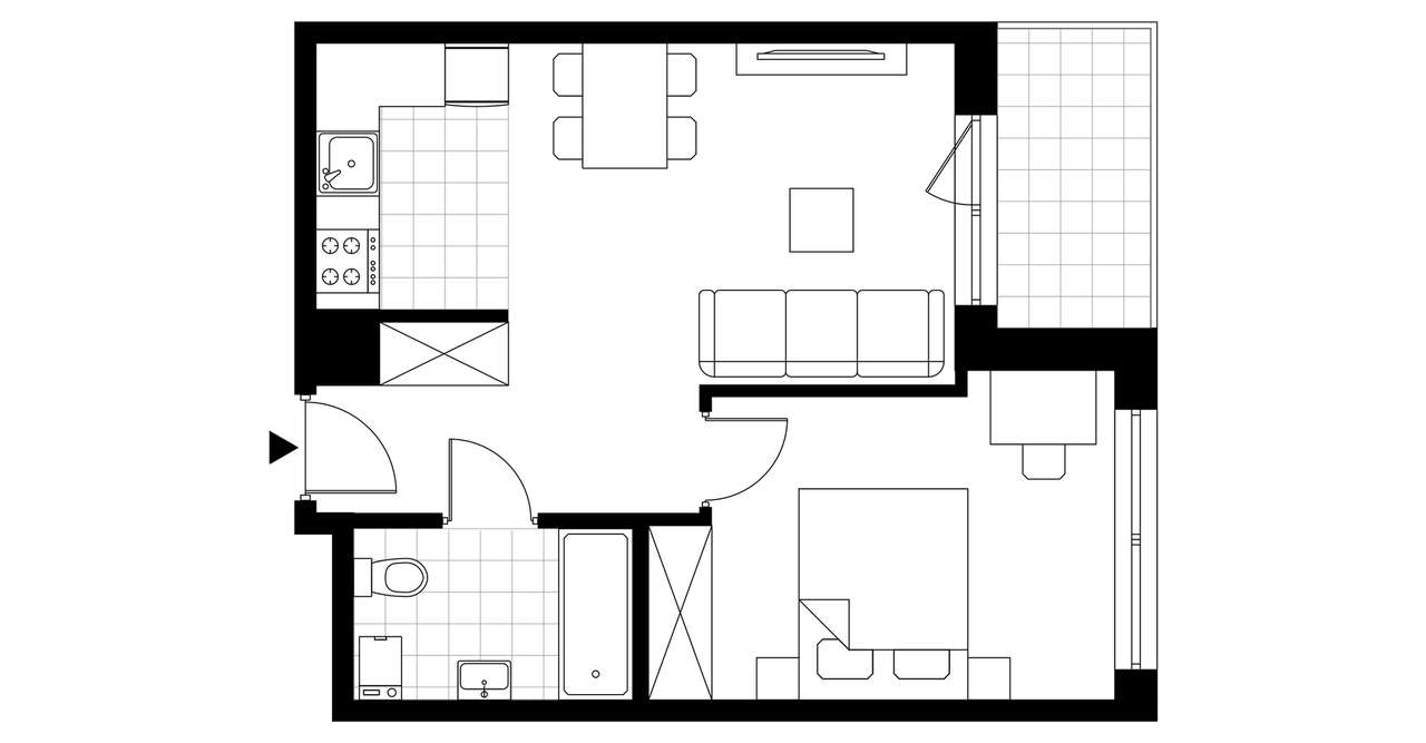 2-pokojowe mieszkanie 39m2 + balkon Bezpośrednio - Pełny obrazek: 3/8