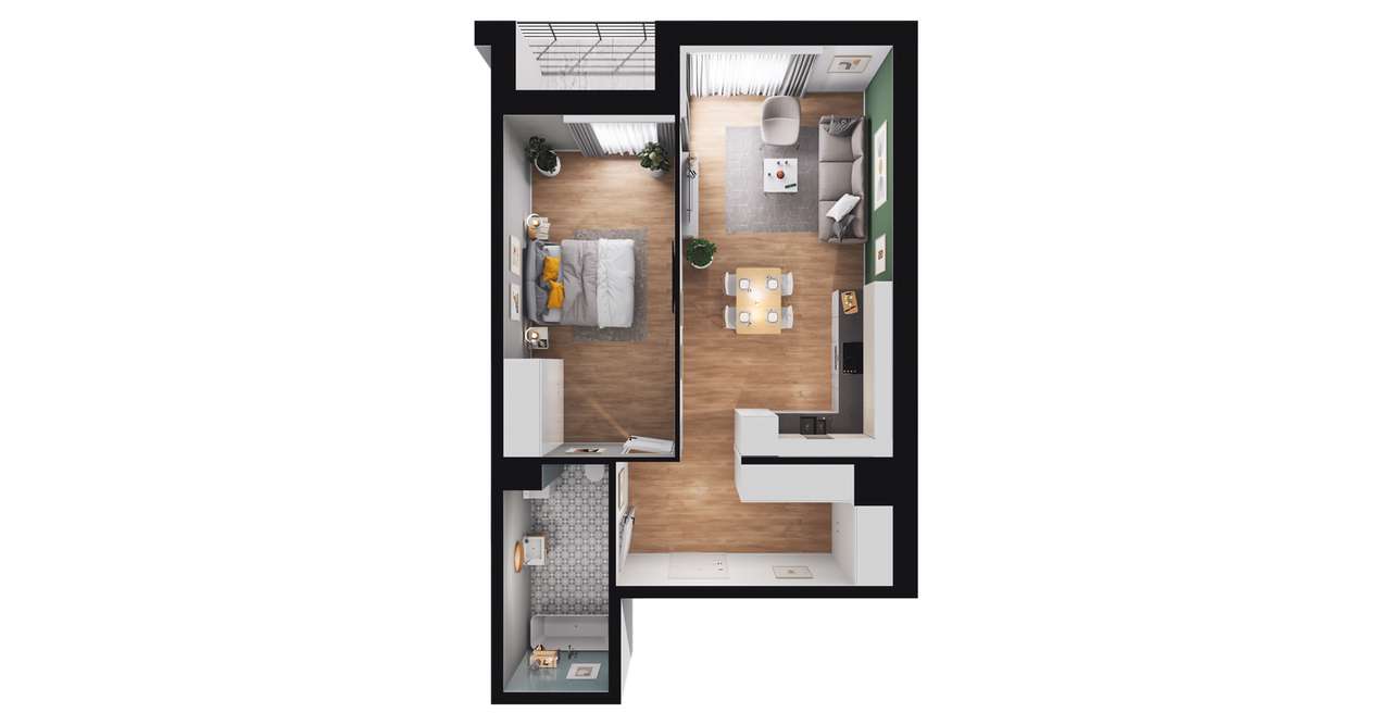 2-pokojowe mieszkanie 52m2 + balkon Bezpośrednio - Pełny obrazek: 3/9