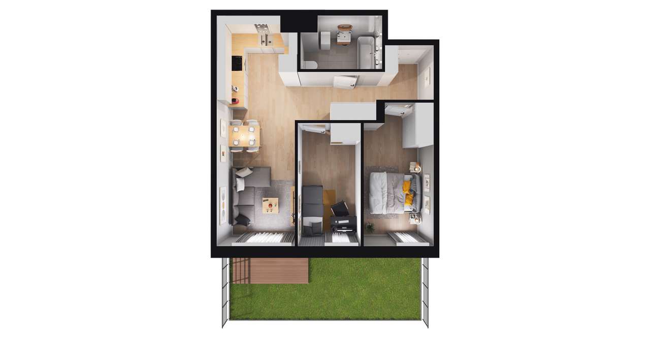 3-pokojowe mieszkanie 52m2 + ogródek Bez Prowizji - Pełny obrazek: 2/8