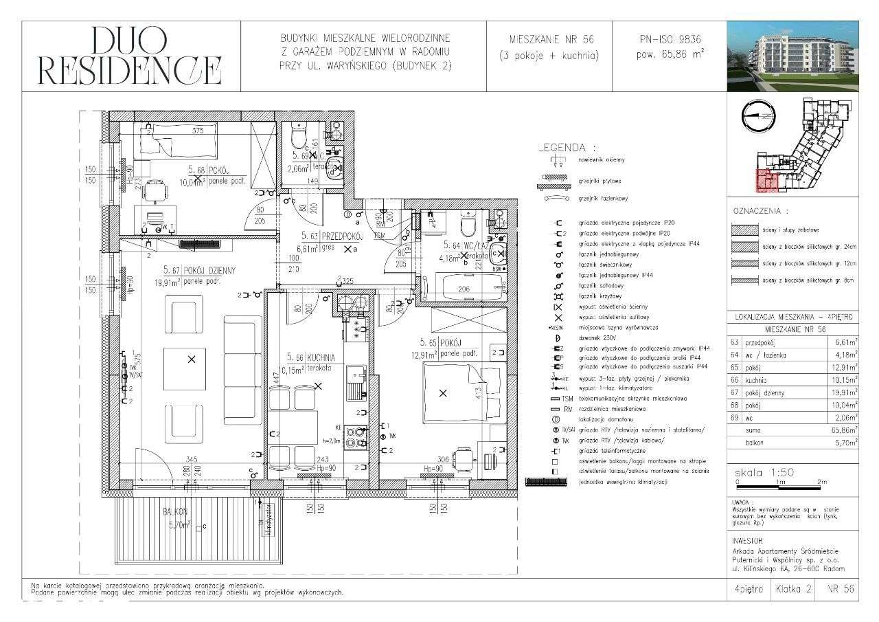 NOWA niższa cena Duo Residence - 65,86m2  słoneczne 3-pokoje z kuchnią - Pełny obrazek: 2/6