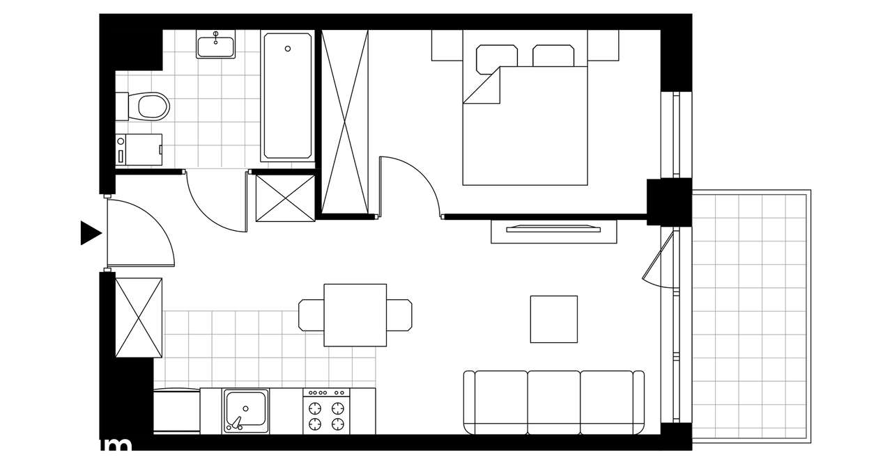 2-pokojowy apartament inwestycyjny 33m2 + balkon - Pełny obrazek: 3/8