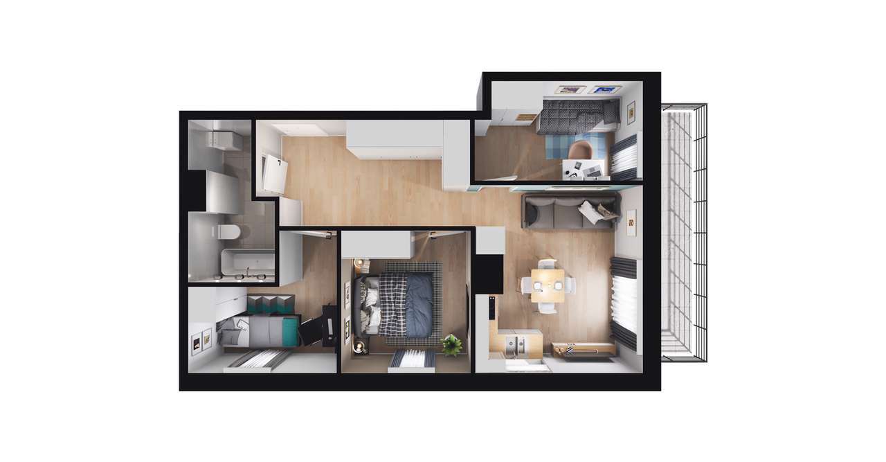 4-pokojowe mieszkanie 53m2 Bez Pośredników - Pełny obrazek: 2/8