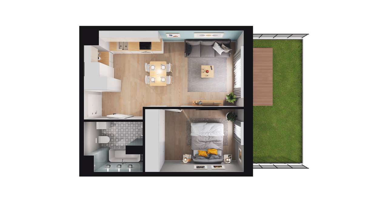 2-pokojowe mieszkanie 40m2 + ogródek Bez Prowizji - Pełny obrazek: 2/8