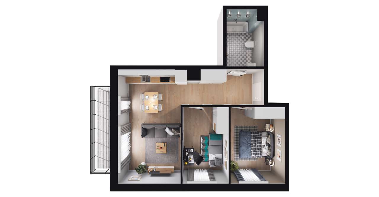 3-pokojowe mieszkanie 53m2 + balkon Bez Prowizji - Pełny obrazek: 2/5