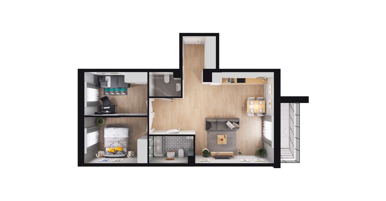 3-pokojowe mieszkanie 63m2 + balkon - Pełny obrazek: 3/9