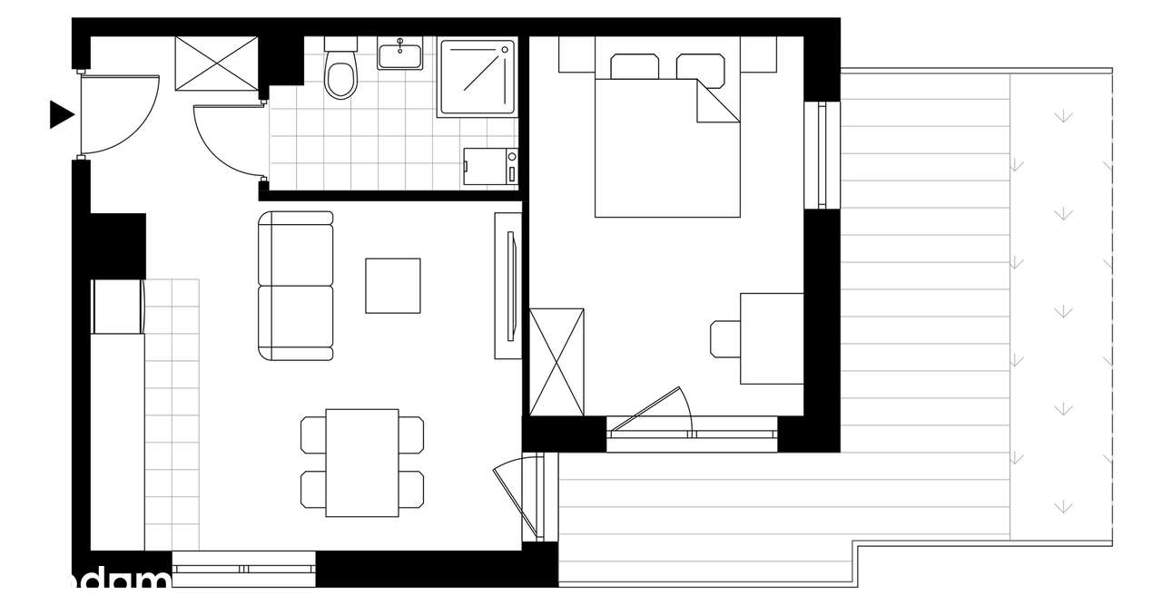 2-pokojowe mieszkanie 38m2 + taras Bez Prowizji - Pełny obrazek: 3/8