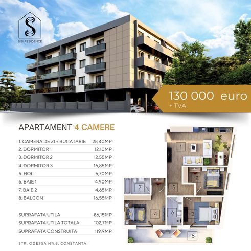Apartament 4 camere, Bloc nou, Tomis Nord, Odessa nr.6, Constanta-1