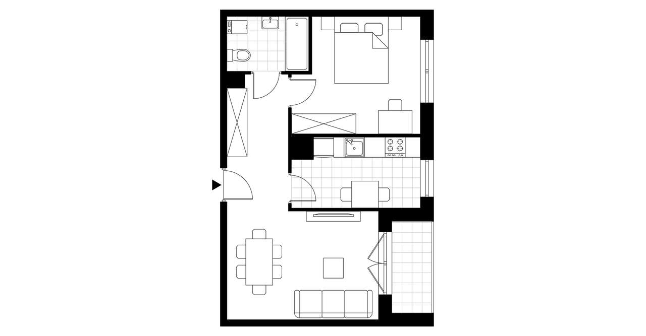 2-pokojowe mieszkanie 45m2 + loggia Bez Prowizji - Pełny obrazek: 2/8