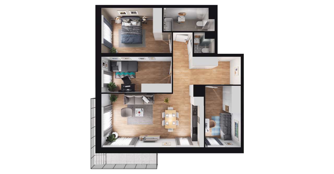 4-pokojowe mieszkanie 71m2 + balkon - Pełny obrazek: 2/8