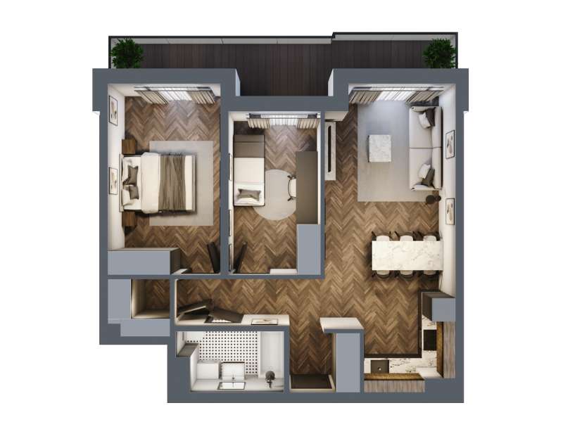 Mieszkanie, 61.21m², 3 pokoje, 7 piętro, B-KLM14-LM61, Nowe Horyzonty