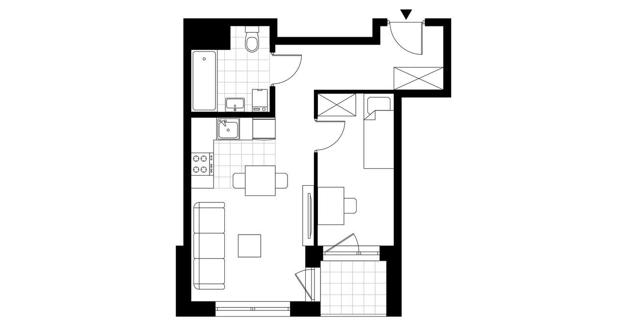 2-pokojowe mieszkanie 34m2 + loggia Bezpośrednio - Pełny obrazek: 3/8