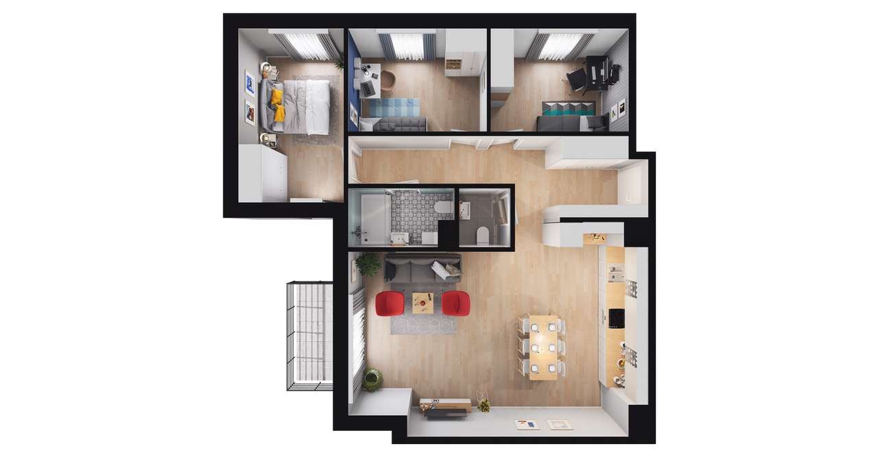 4-pokojowe mieszkanie 88m2 + balkon Bezpośrednio - Pełny obrazek: 2/8