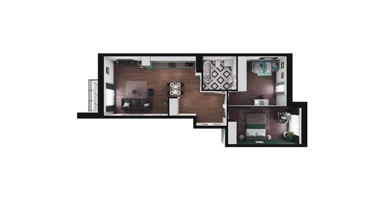 3-pokojowy apartament 60m2 + balkon Bez Prowizji - Pełny obrazek: 2/8