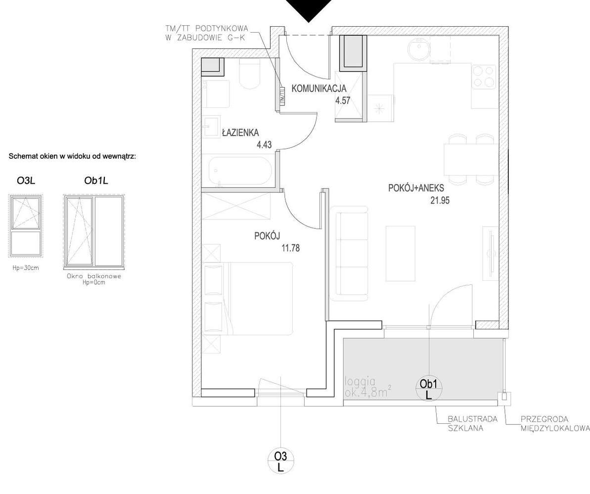 2-pokojowe mieszkanie 42m2 + loggia Bezpośrednio - Pełny obrazek: 2/9