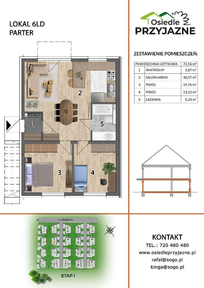 MIESZKANIE 73 m² z OGRODEM 40 m² +m. parkingowe - Pełny obrazek: 2/12