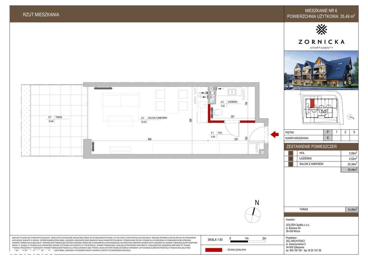 Apartamenty Zornicka  | 1-pok. | nr 6 - Pełny obrazek: 2/7