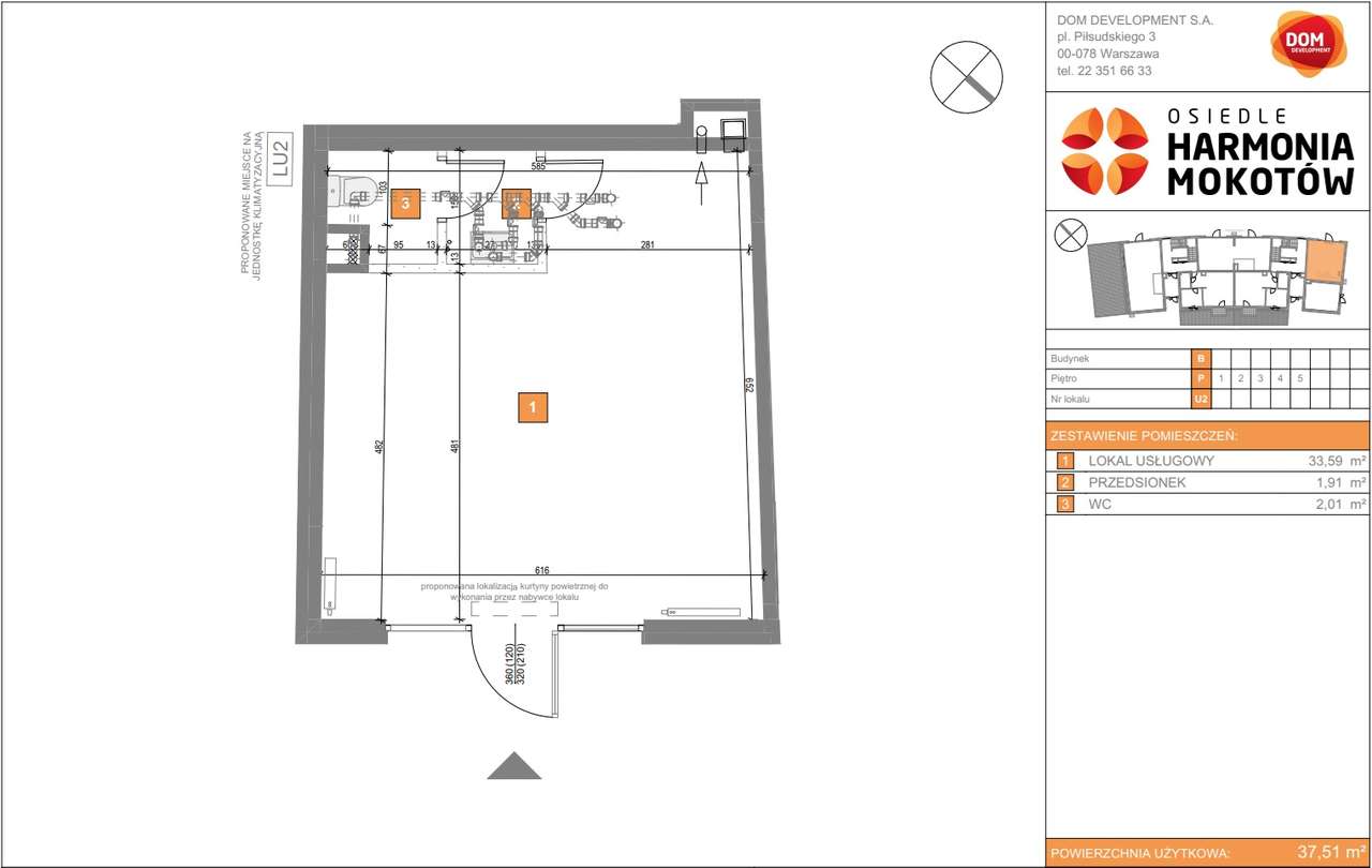 Nowoczesny lokal 38m2 na wynajem z parkingiem - Harmonia Mokotów - Pełny obrazek: 2/16