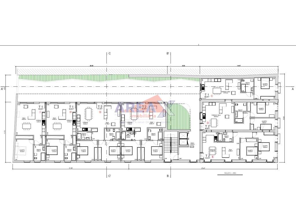 T2 - 1º andar - FRAÇÃO G (1 lugar de garagem) - Grande imagem: 2/31
