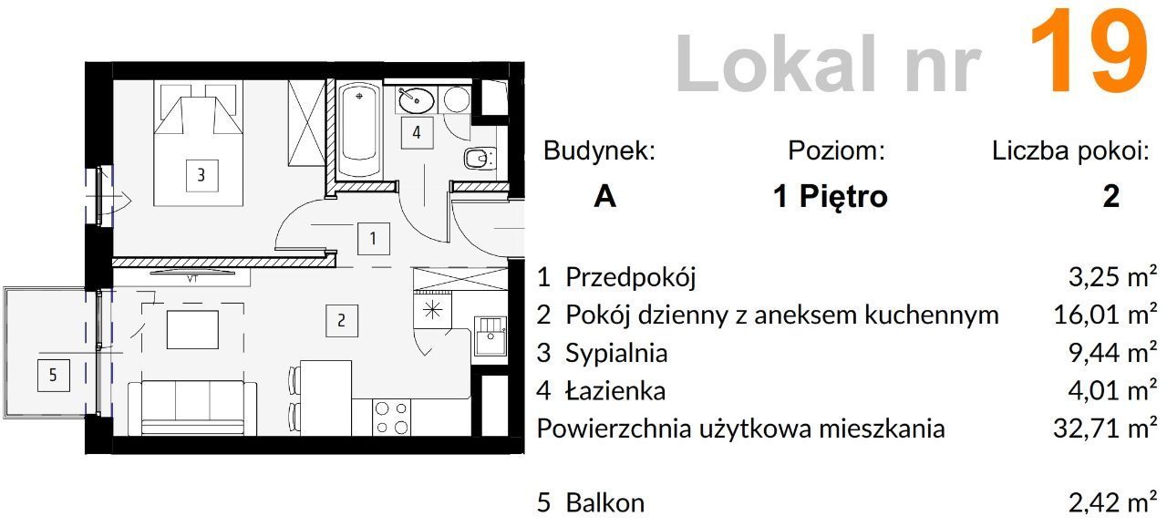 OSTRAWSKA 1-dwupokojowe mieszkanie z balkonem.