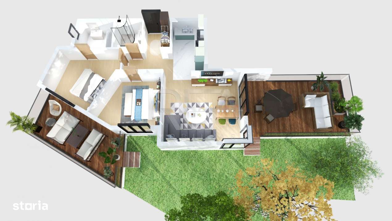 3 camere cu gradina Ultracentral in Mosilor