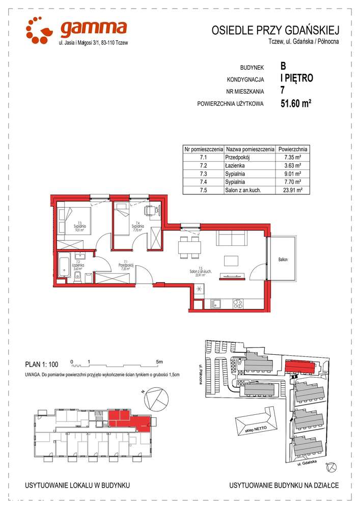 Osiedle przy ul. Gdańskiej| mieszkanie 3-pok.| B7 - Pełny obrazek: 2/9