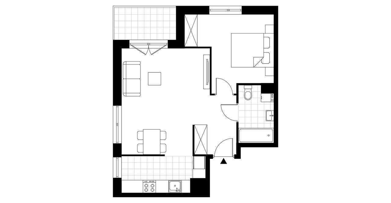 2-pokojowe mieszkanie 47m2 + balkon - Pełny obrazek: 3/8