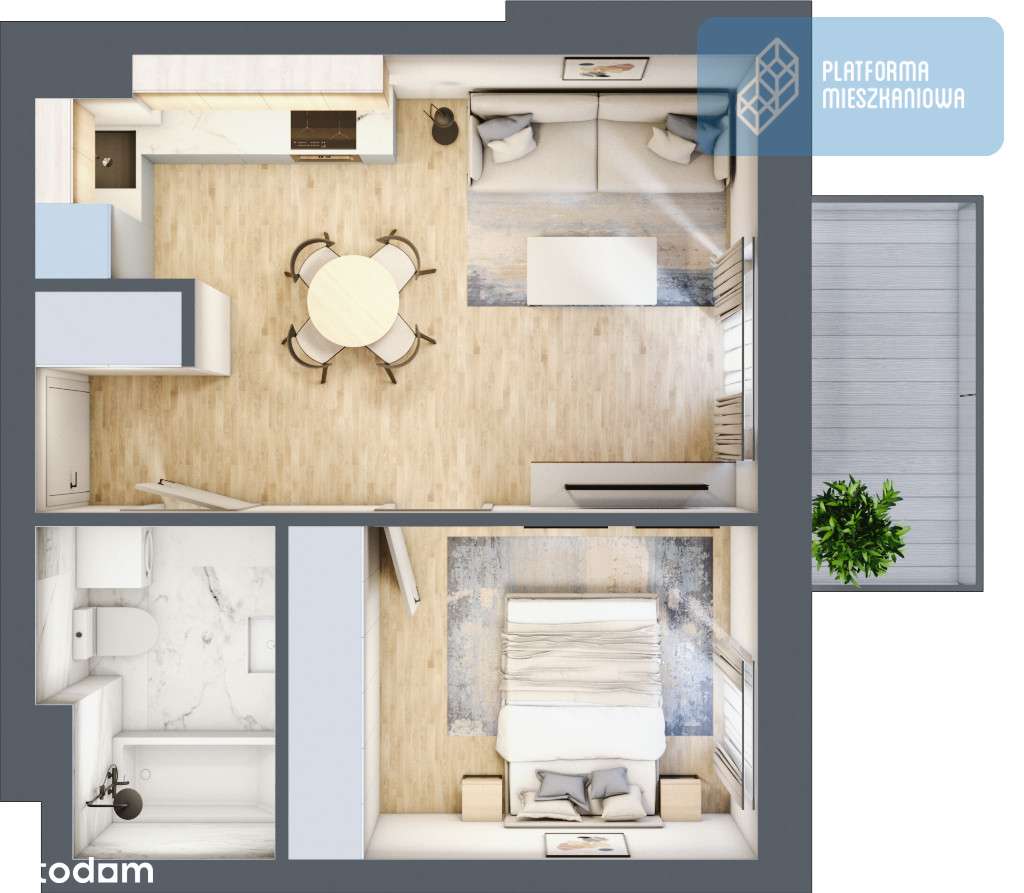 Komórka i miejsce parkingowe! | 2 Pokoje + balkon - Pełny obrazek: 4/10