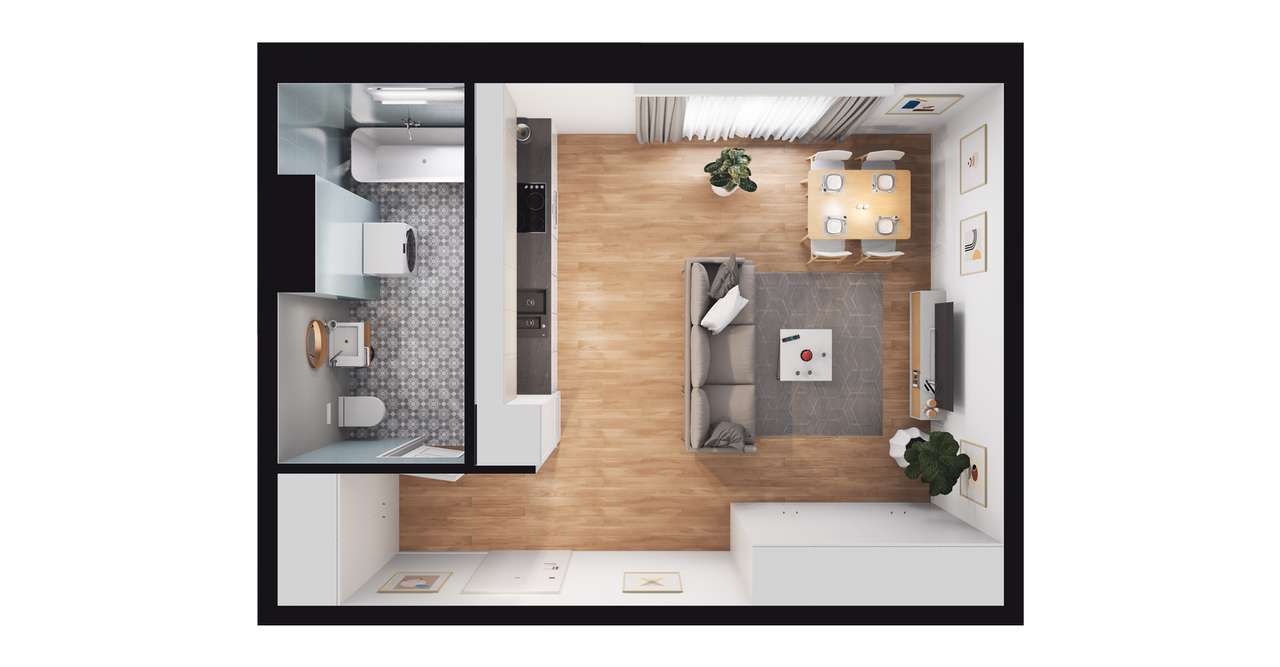 1-pokojowe mieszkanie 34m2 Bezpośrednio - Pełny obrazek: 2/8