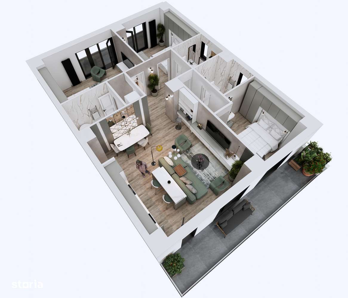 Apartament 4 camere 120 mp, zona linistita, terasa, izolatie, parcuri - Imagine principală: 2/16