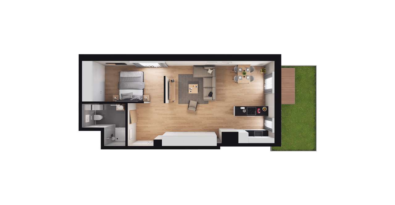 1-pokojowe mieszkanie 54m2 + ogródek - Pełny obrazek: 2/8