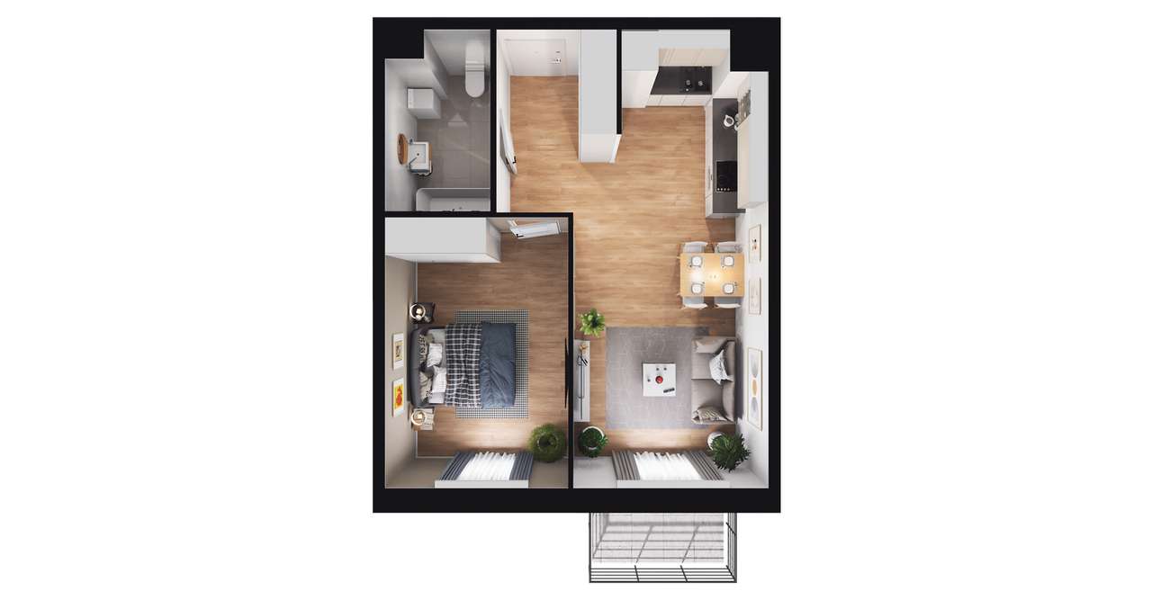 2-pokojowe mieszkanie 44m2 + balkon Bez Prowizji - Pełny obrazek: 2/8