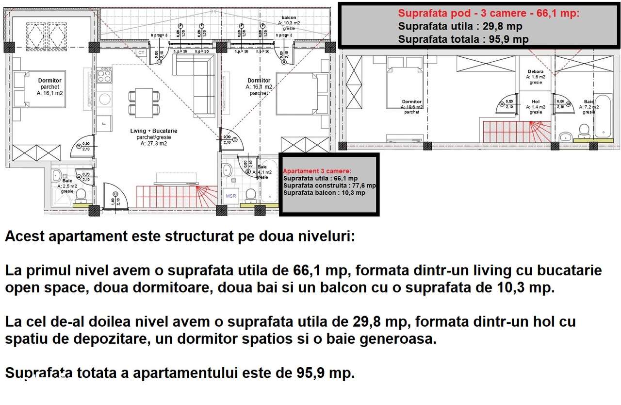 Ap.4 camere | 3 bai | 96mp | 4 locuri de parcare | lift | AC | mobilat-19