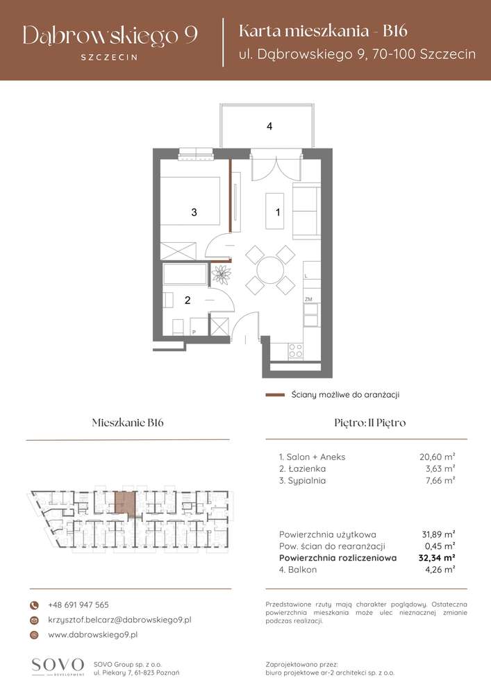 Dąbrowskiego 9 | mieszkanie 1-pok. | B16 - Pełny obrazek: 2/7