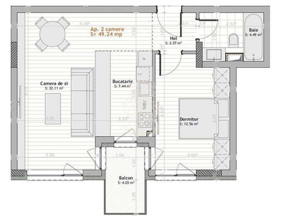 Apartament Ultrafinisat 2 camere 49 mp-balcon-Calea Moldovei - Imagine principală: 1/3