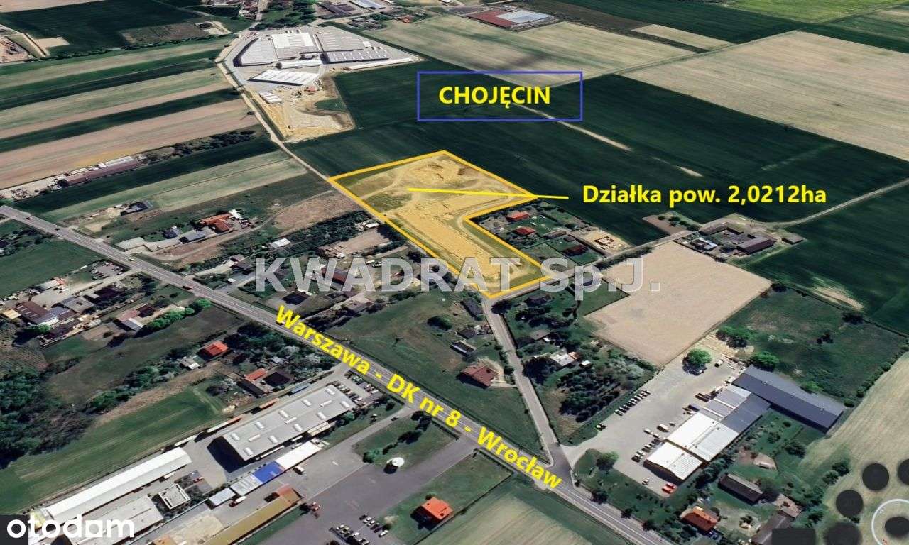 Działka inwestycyjna pow. 2,0212ha - Chojęcin - More