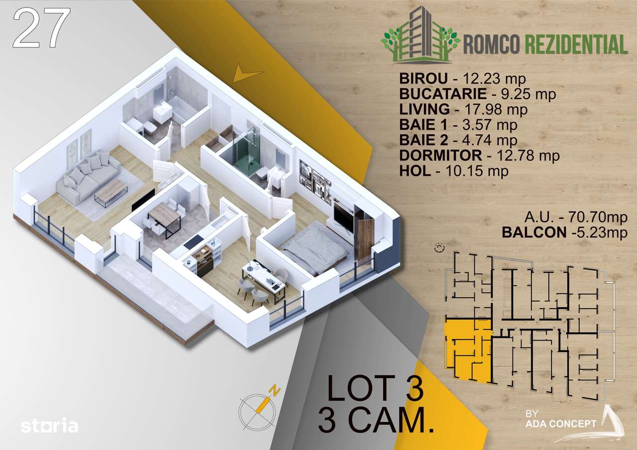 AP. 3CAM. BLOC P+3 IN CURS DE FINALIZARE / PANOURI FOTVOLOTAICE.