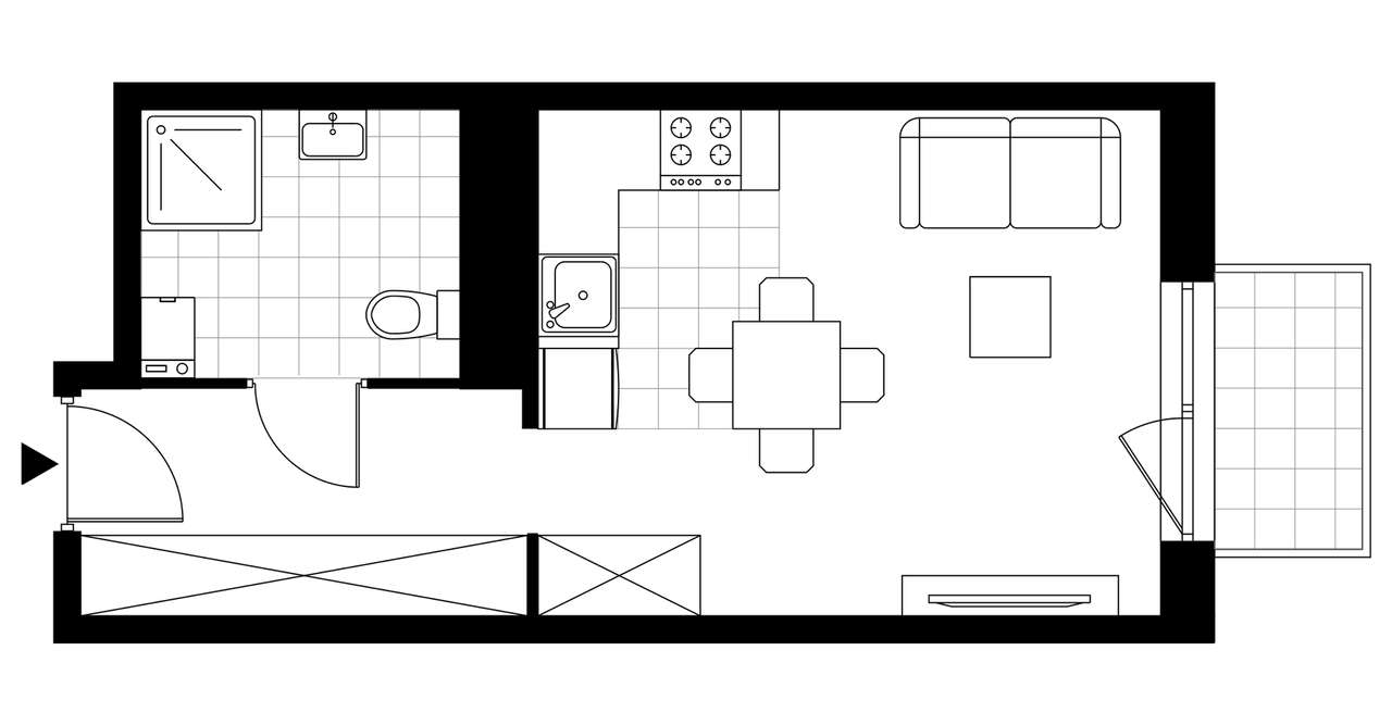 1-pokojowe mieszkanie 30m2 + balkon Bezpośrednio - Pełny obrazek: 4/9