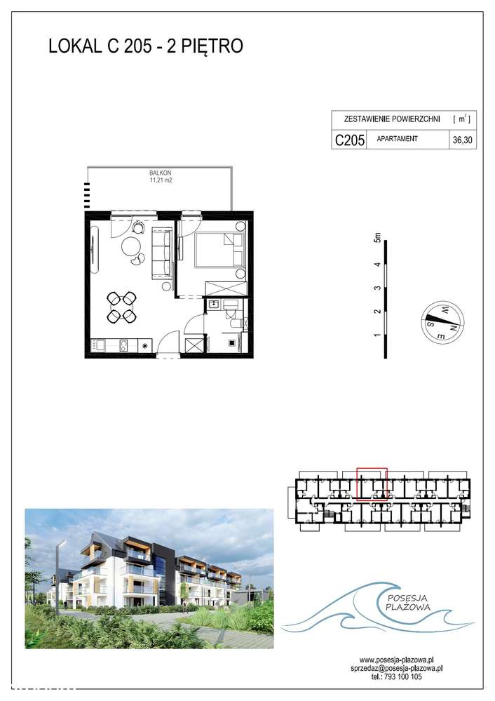 Posesja Plażowa | apartament 2-pok. | C205 - Pełny obrazek: 2/9