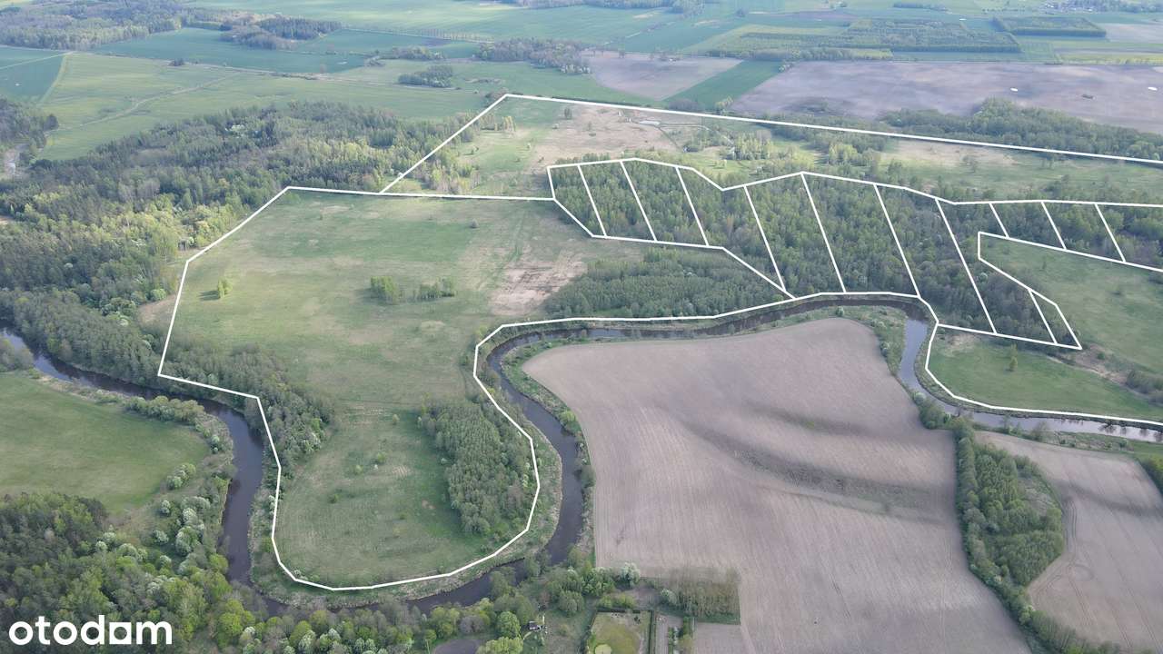 Działki rolne 247 ha / las / linia brzegowa rzeki Łyny / potencjał OZE-4