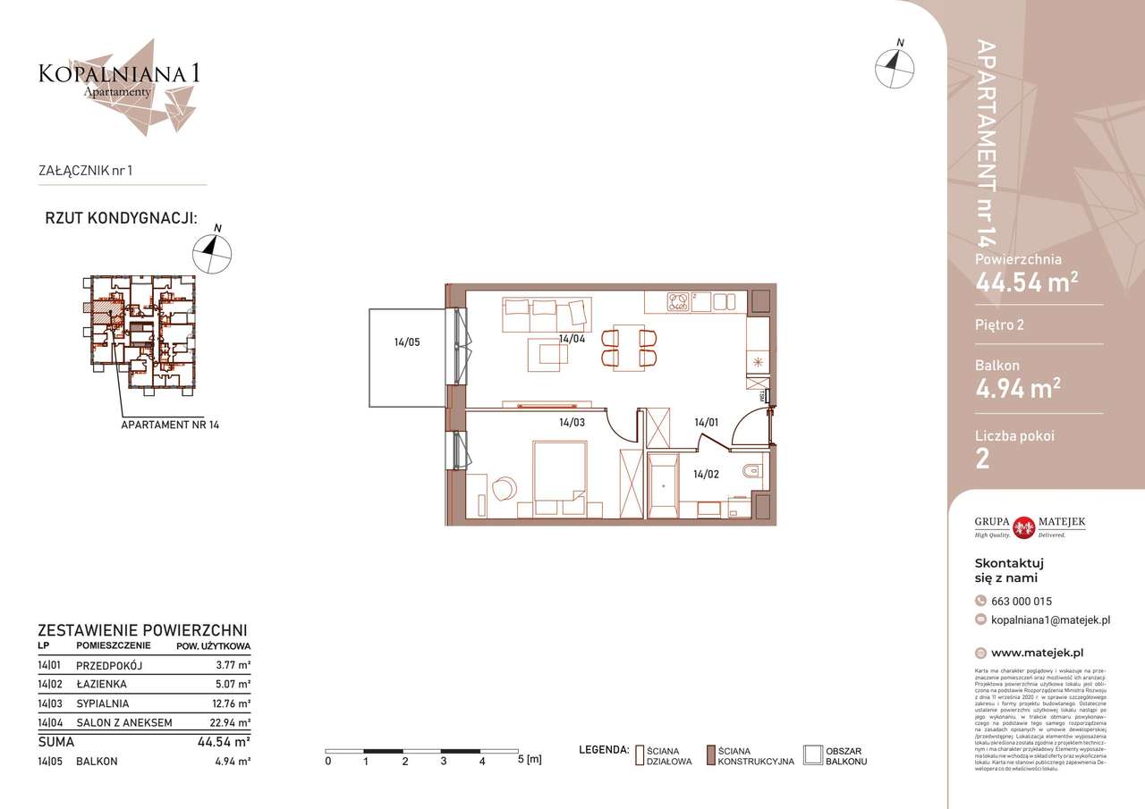 Kopalniana 1 | apartament 2-pok. | 14 - Pełny obrazek: 5/10