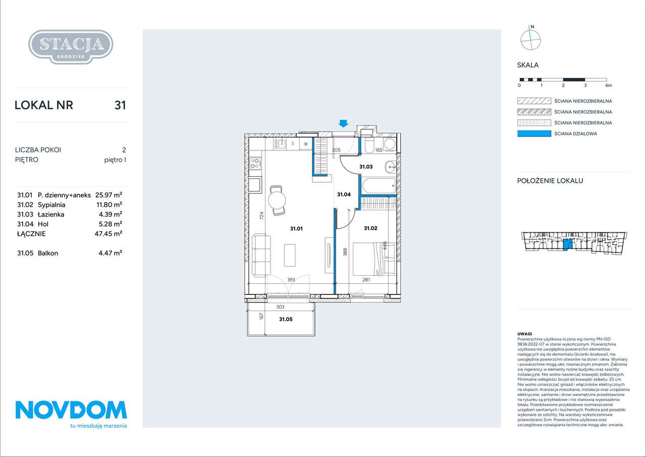 2 pokojowe mieszkanie 47 m2 z balkonem - Grodzisk Mazowiecki - Pełny obrazek: 2/9