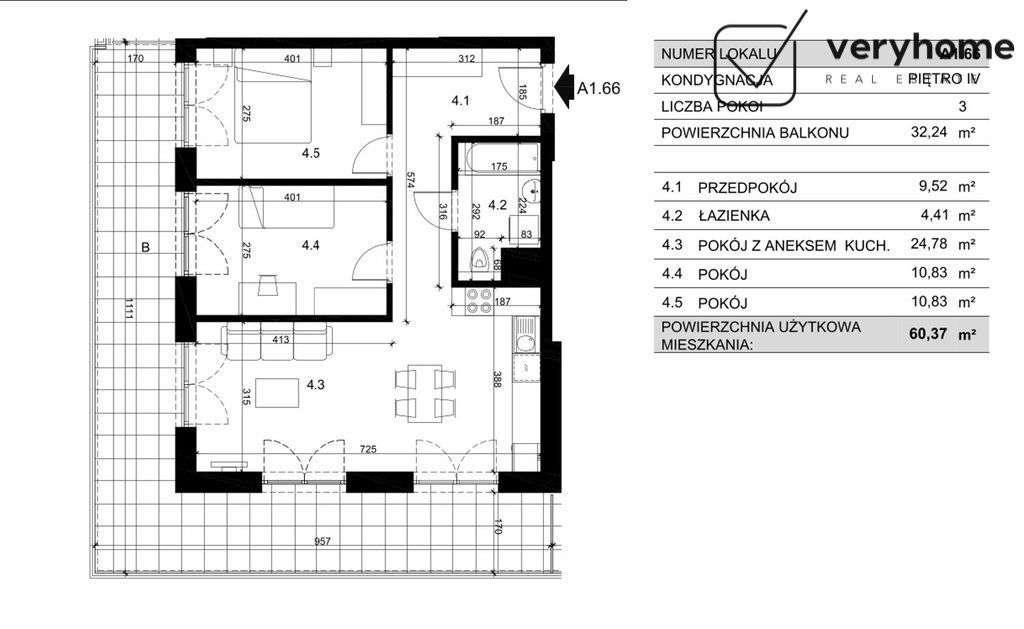 Zakrzówek – IV piętro, 3 pokoje + taras 32m2 !-2