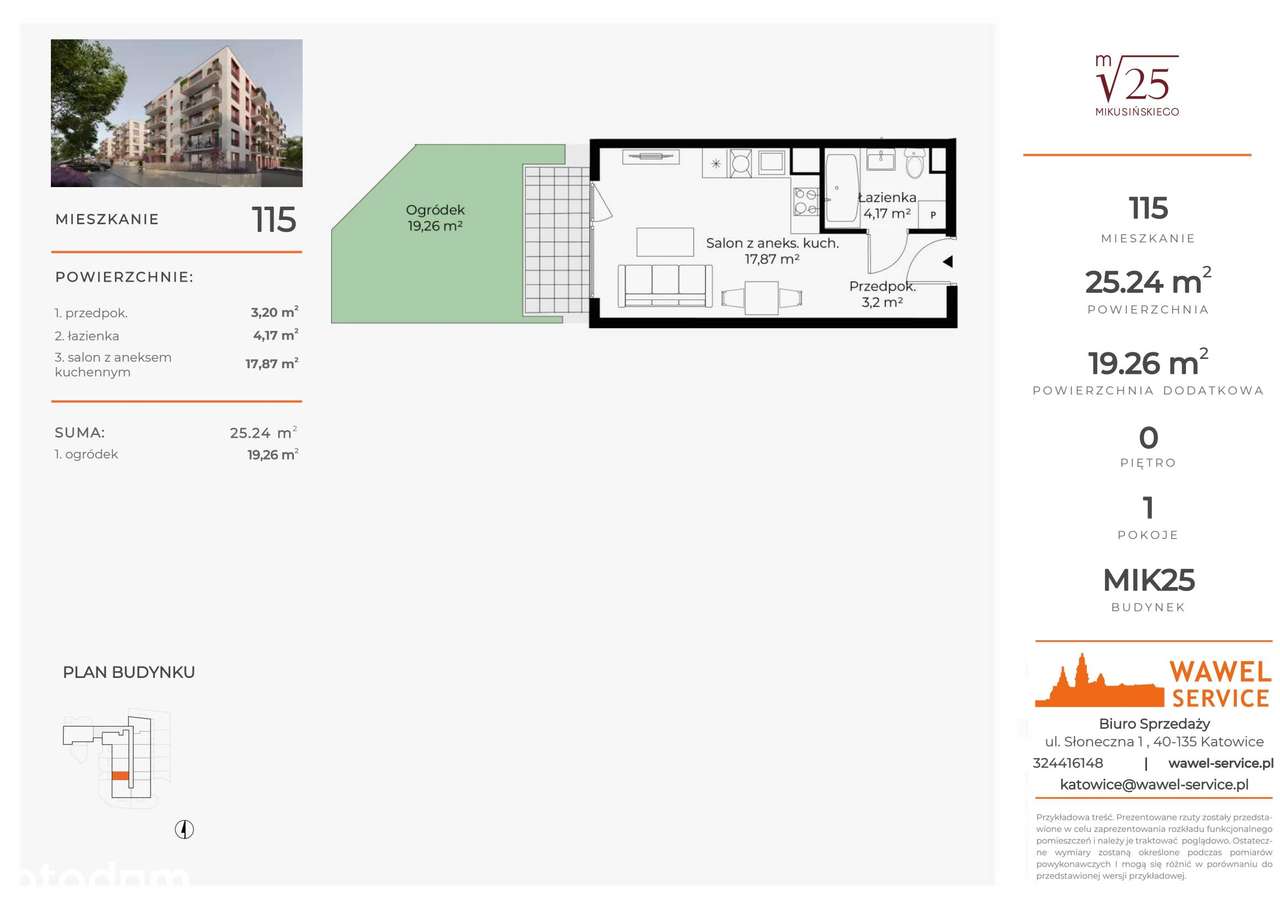 1-pokojowe mieszkanie 25m2 + ogródek Bez Prowizji - Pełny obrazek: 2/9