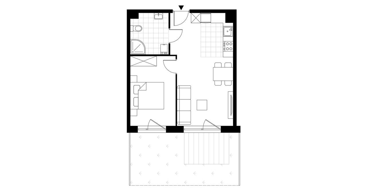 2-pokojowe mieszkanie 40m2 + 2 tarasy - Pełny obrazek: 4/7