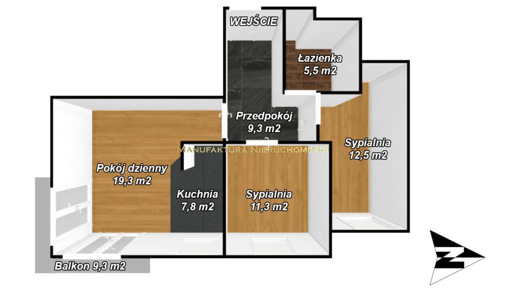 3 pokojowe mieszkanie z narożnym balkonem!-19