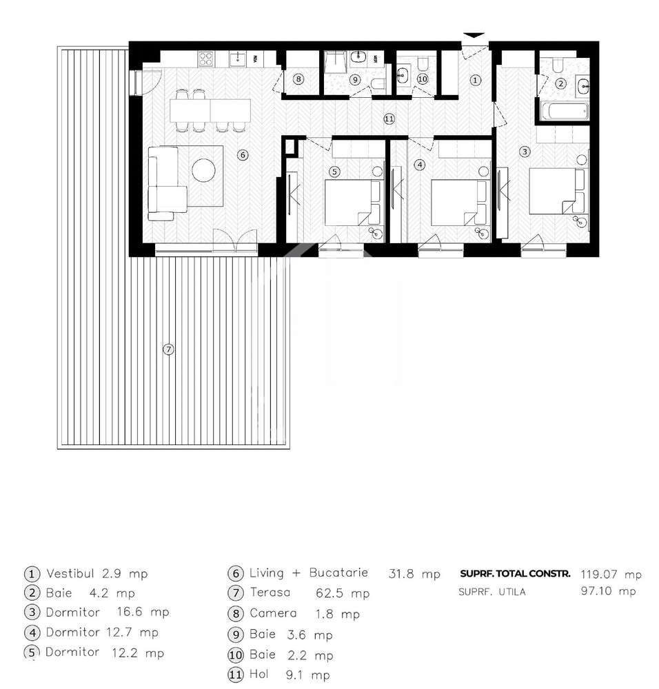 Ap. cu 4 camere, decomandat, 97.10 mp utili| zona Lacul lui Binder - Imagine principală: 4/9