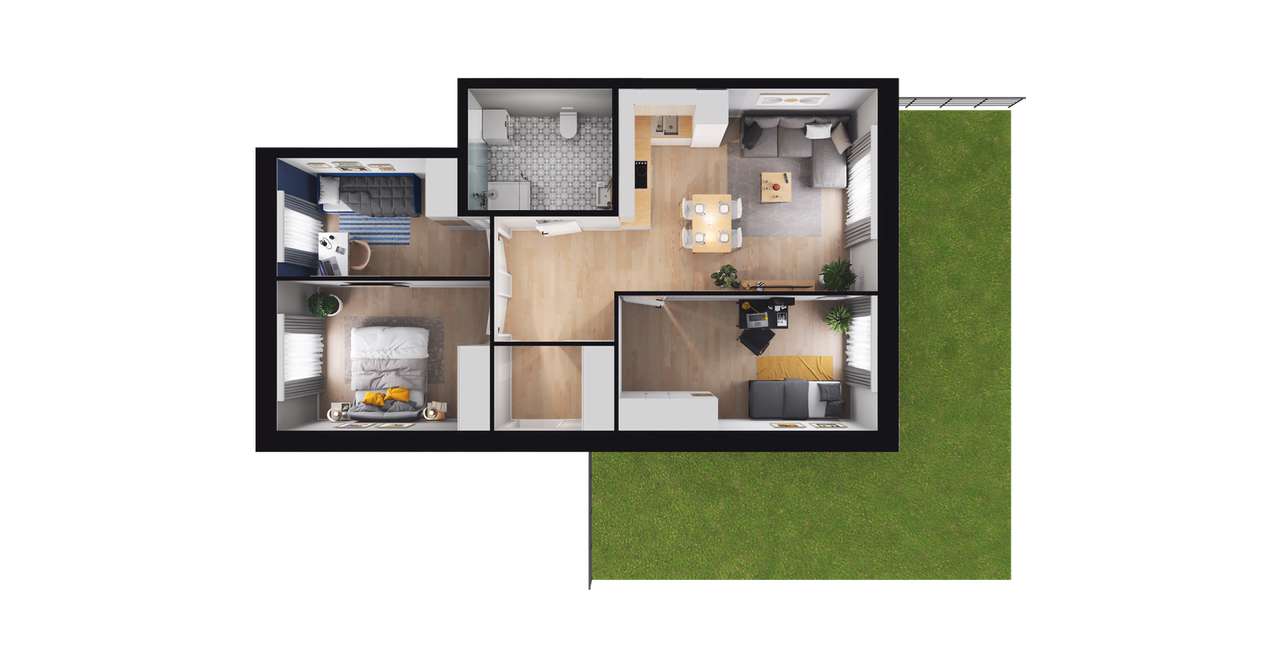 4-pokojowe mieszkanie 63m2 + ogródek Bezpośrednio - Pełny obrazek: 2/8