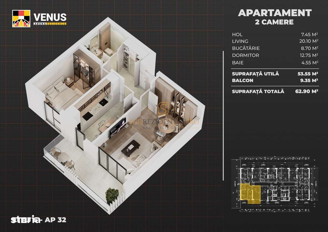Aparatorii Patriei - 2 camere decomandate, balcon spatios, bloc nou - Imagine principală: 5/20