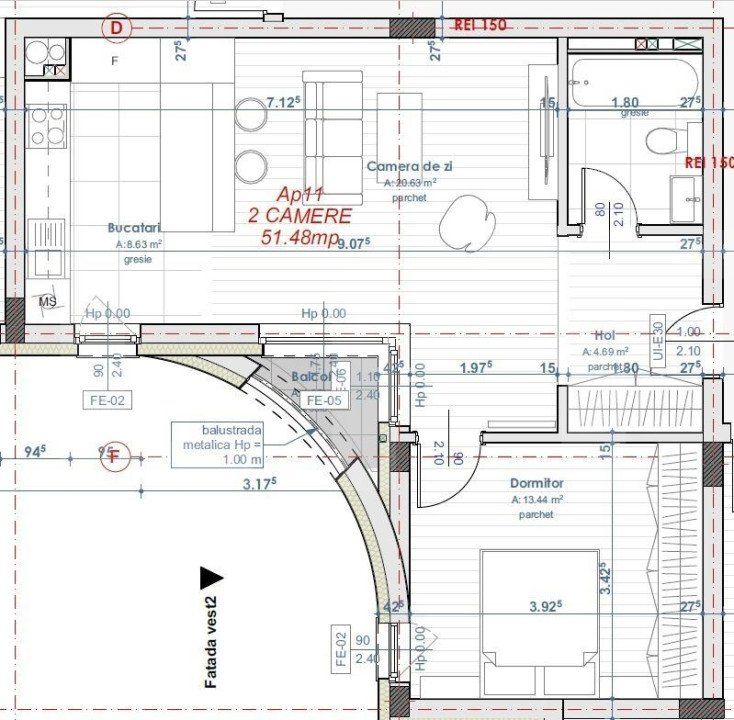 Apartament 2 camere, 51 mp, etaj intermediar, zona Centrala